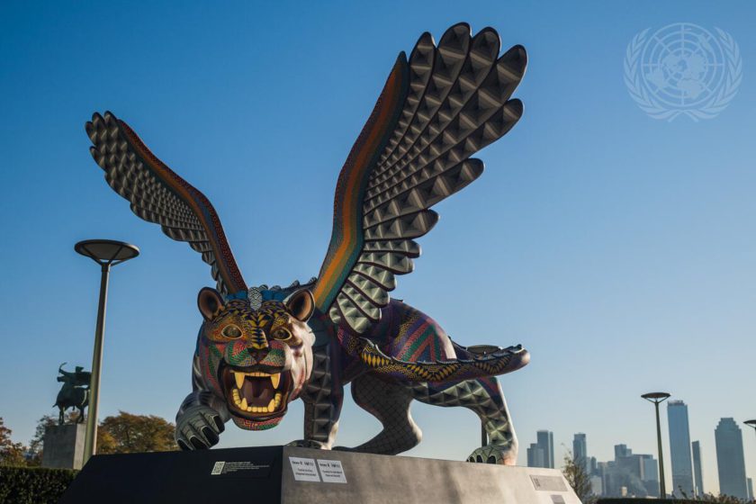 The guardian for international peace and security that now sits on the Visitor's Plaza outside #UN Headquarters